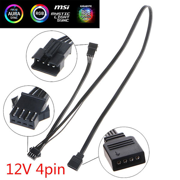 For Pc Motherboard 12v 4pin Rgb Fan Socket Multi Connectors Kabelforlængerledning