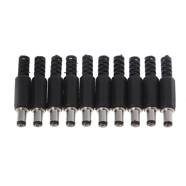10 stk. 5,5x2,1mm han til DC inline stik-stikadapter i plast