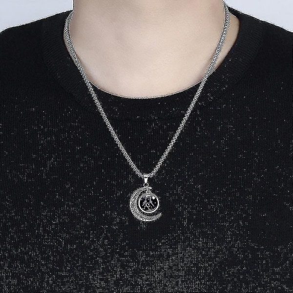 Veeki Halvmåne i Rostfritt Stål med 12 Stjärnbilder Zodiactecken Lysande Hänge Halsband Glöder i Mörkret, Jungfrun