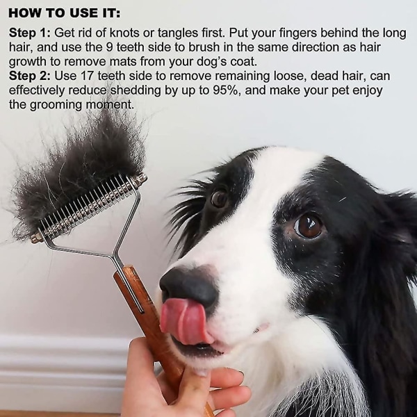 Premium Hund Grooming Borste Och Cat Grooming Brush.17+9 Dubbelsidiga tänder
