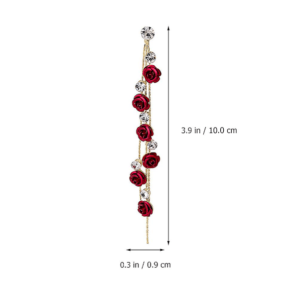 Øreringe Manchetter Kvinder Valentinsdag Øreringe Kvinder Rhinestone Kæde Øreringe Røde Øreringe Rose Dangle Øreringe