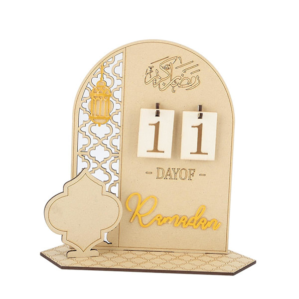 Eid Ramadan Nedräkningskalender Trä Dekorativ Prydnad DIY Typ B