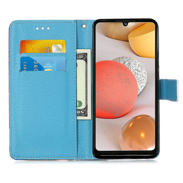 Kompatibel med Samsung Galaxy A42 5g Etui Læder Flip Wallet Cover Med Kortslot Holder Kickstand Mønster - Datura