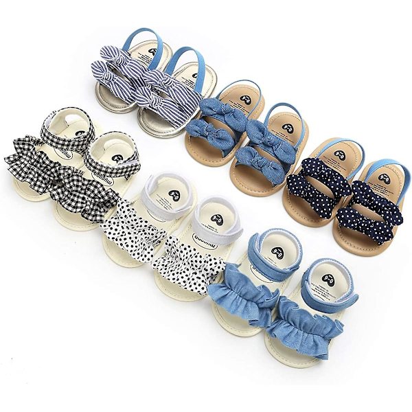 Spädbarn Baby Flickor Sommar Sandaler Med Blomma Mjuk Sula Nyfödd Småbarn Första Walker Spjälsäng Klänning Skor 03 white 0-6 months infant