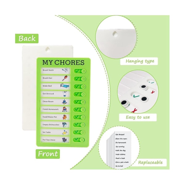 4 delar Mina sysslor Checklista Board Portable Chore Chart Memo Plast Board med 10 löstagbara kort