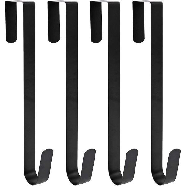 Kranshenger for inngangsdør 15" lang metall høstjulskranskrok, svart (4, 15")