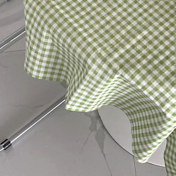 Grön rutig linnebomull bordsduk 100x150cm - Dammsäker bordsduk för hemmakontor sovsal