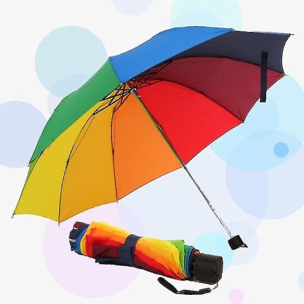 Rainbow Fold Umbrella Naisten ja Miesten Ei-automaattinen Sateenvarjo Suosittu Luova Kolmen Taitettavan Aikuisen Lasten Sateenvarjo