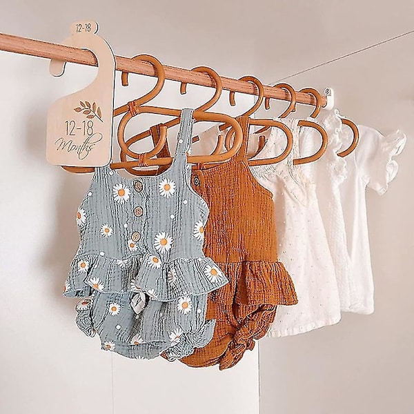 7 stk./sæt Nyfødt 24 måneder Baby skab skillevægge Træ Børneværelse Tøj arrangører Spædbarn Garderobe skillevæg Mærkat til 0-7 år gammel