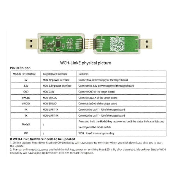 WCH LinkE Online Download Debugger Support WCH RISC-V Arkitektur MCU/SWD Interface ARM Chip 1 Ser