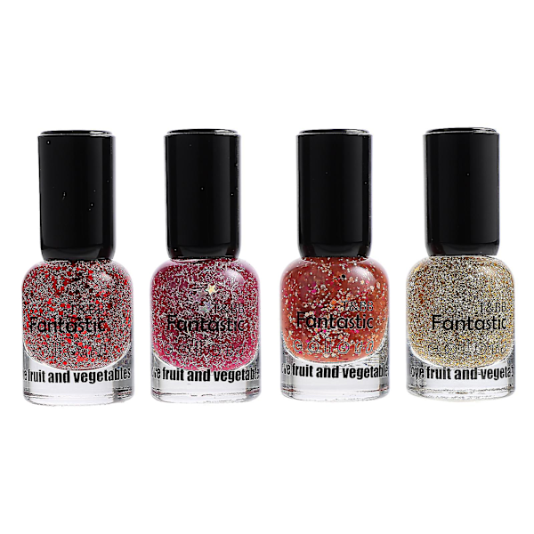 4 Bottles Glitter Nail Polish Glossy Nail Art Nail Pigment Nail Polish Gel