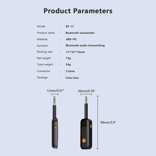 Transmitter Receiver 3,5 mm Aux Mini Stereo-trådløs lydadapter til tv-højttaler