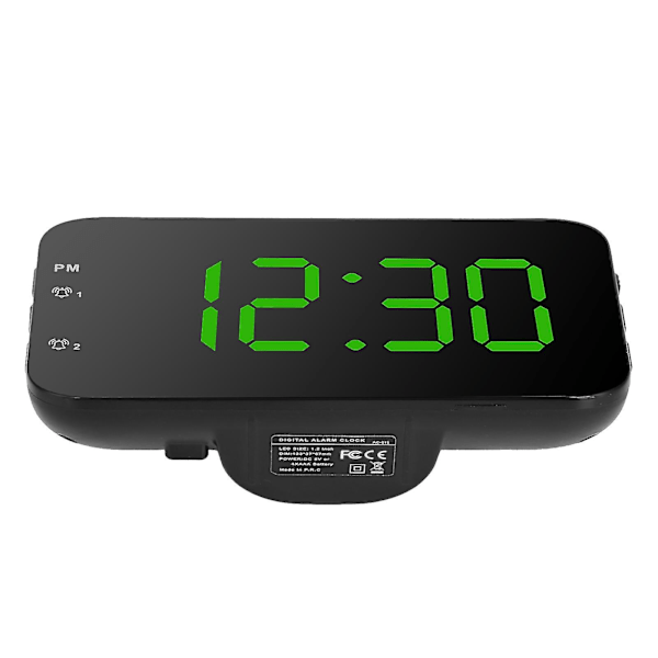 Bärbar LED-väckarklocka med snooze för sovrum, hem och resor - Grön