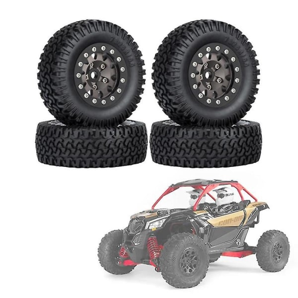 4 kpl 76mm 1.55 Metalli Beadlock -pyörän vanteet Renkaat Sarja 1/10 Rc Crawler Auto Axial Yeti Jr Rc4wd D90