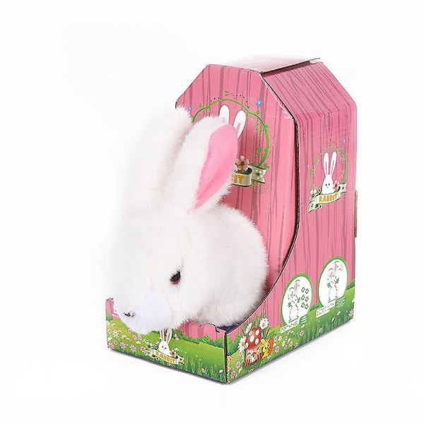 Elektronisk Plys-kaninlegetøj til kæledyr til at gå, hoppe, klemme ører, næse og børns stemme