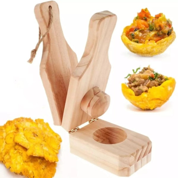 Banana Smasher Maker, Wooden Tostonera Plantain Press Green Plantain's Wood 2 In 1 Crispy Tostones For Fried Plantains Chips