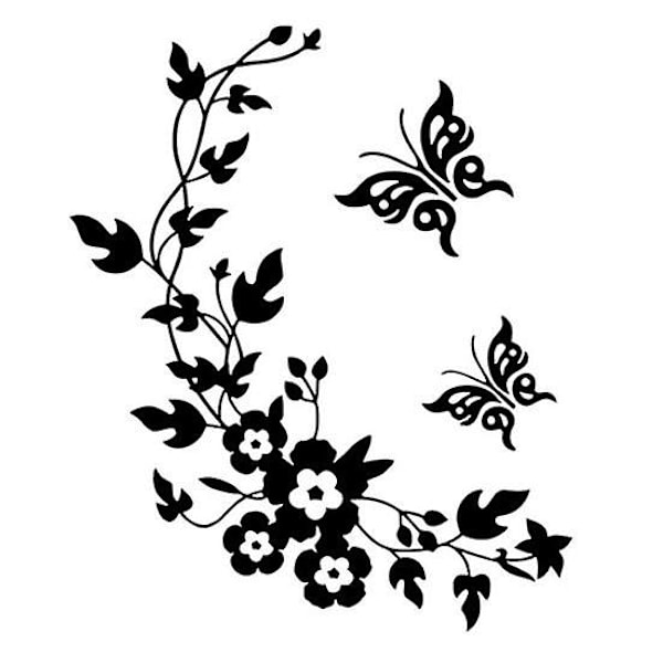 Fjärils-DIY Blommiga Badrumsdekorationer Väggdekaler Toalettsticker