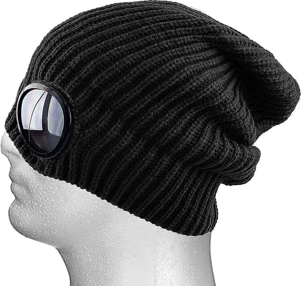 Goggle Lens Beanie Ribbed Knit Cuffed Vinter Skidmössa Skull Cap Solglasögon