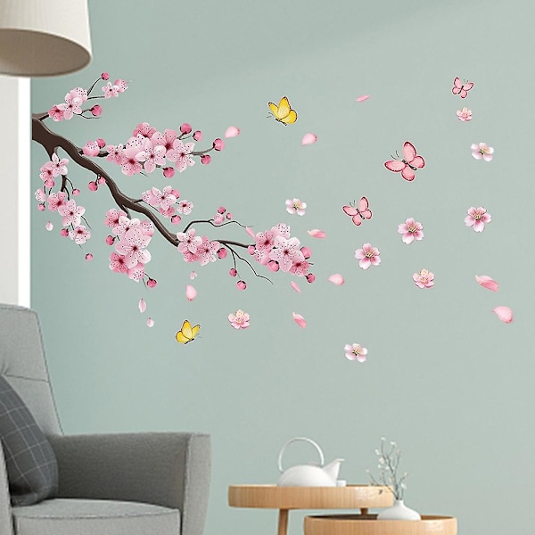 Väggdekaler Rosa Körsbärsblommor Väggdekaler Mural Dekaler för Sovrum Vardagsrum TV-vägg