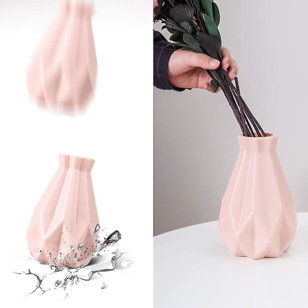 Blomkrukor, plast okrossbar blomkruka vas studie rum hall heminredning modern vas för kontor rosa 6