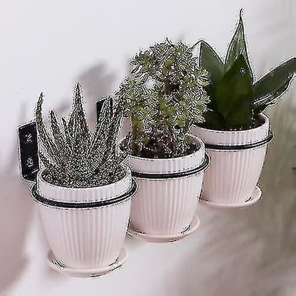 Sett med 3 metallveggbraketter for blomsterpotter, balkonger, utendørs, blomster, planter (stor)