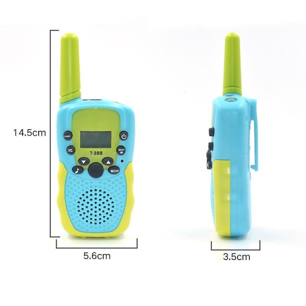Børne Walkie Talkies 3-pak, 3 miles lang rækkevidde med baggrundsbelyste LCD-lommelygter