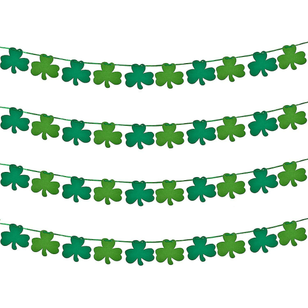 4 Pack St Patricks Day -koristeet - St Patricks Day Garland -banneri Sisältää 40 kappaletta huopaa shamrockia