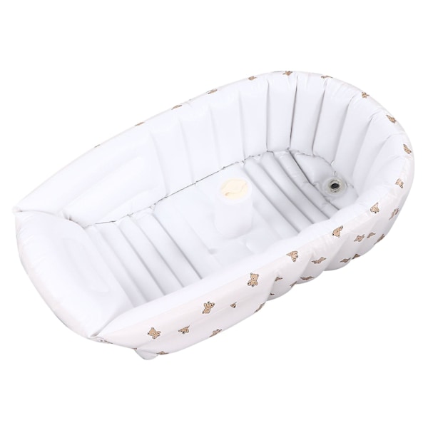 Bärbar uppblåsbar babybadkar med söt björnmönster - hopfällbar, utsökt design för hem och resor