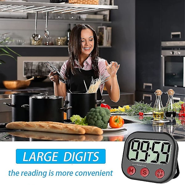 Kök Timer, Digital Visuell Timer Magnetisk Klocka Stoppur Nedräkningstimer, Stor Lcd-skärm Visar Stora Siffror
