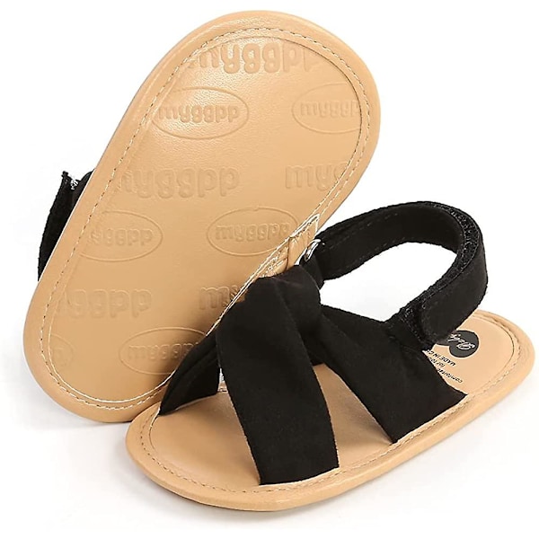 Spädbarn Baby Flickor Sommar Sandaler Med Blomma Mjuk Sula Nyfödd Småbarn Första Walker Spjälsäng Klänning Skor 12 black 12-18 months toddler