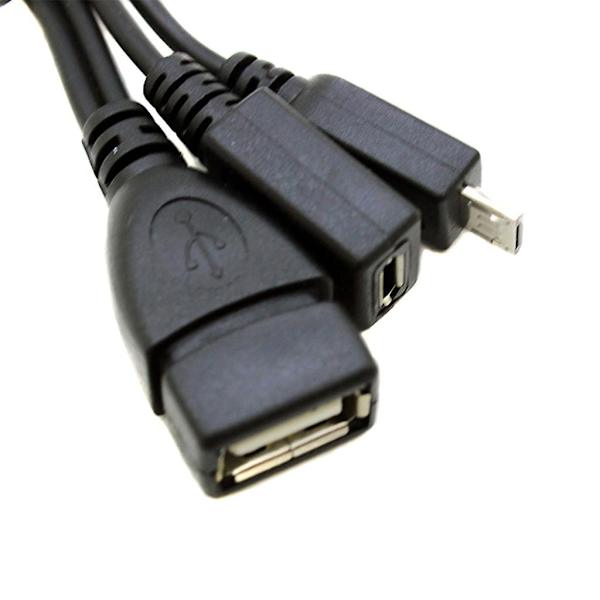 2-i-1 Micro USB til USB-adapter (OTG-kabel + strømkabel) - 2 stk. / 20 cm