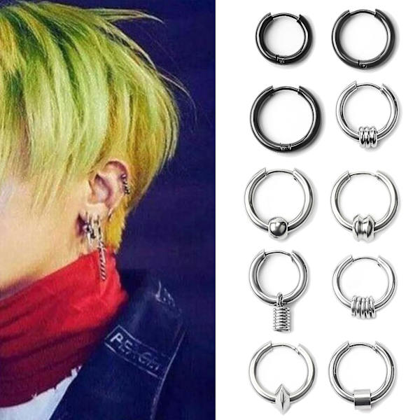 10 st/set Hypoallergena broskpiercing örhängen Tragus örhängen i rostfritt stål