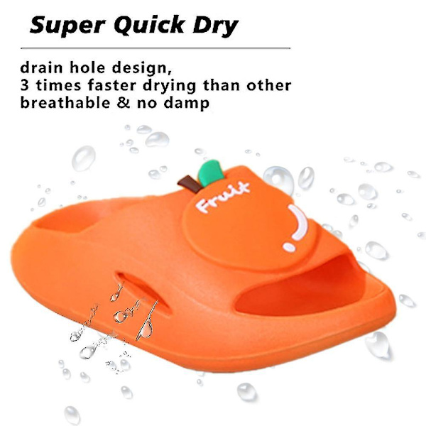Pojkar Flickor Öppna Tå Sandaler Bekväma Dämpade Söta Cartoon Duschtofflor Inomhus & Utomhus orange