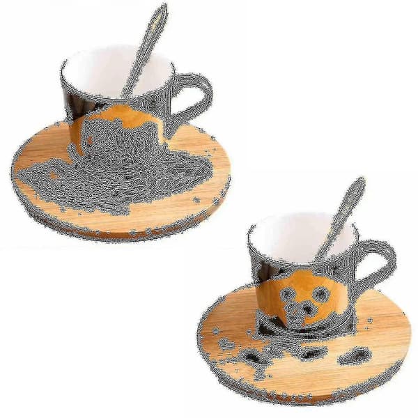 Gullspeil Reflekskopp og Treunderkopp Kaffekopp (panda)