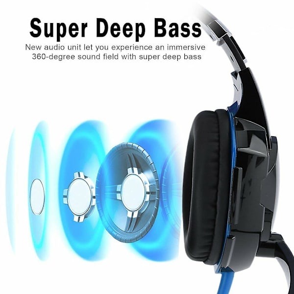 AU 3,5 mm spelheadset med mikrofon, LED-hörlurar, stereoljud, surroundljud, PC, bärbar dator, Xbox HO
