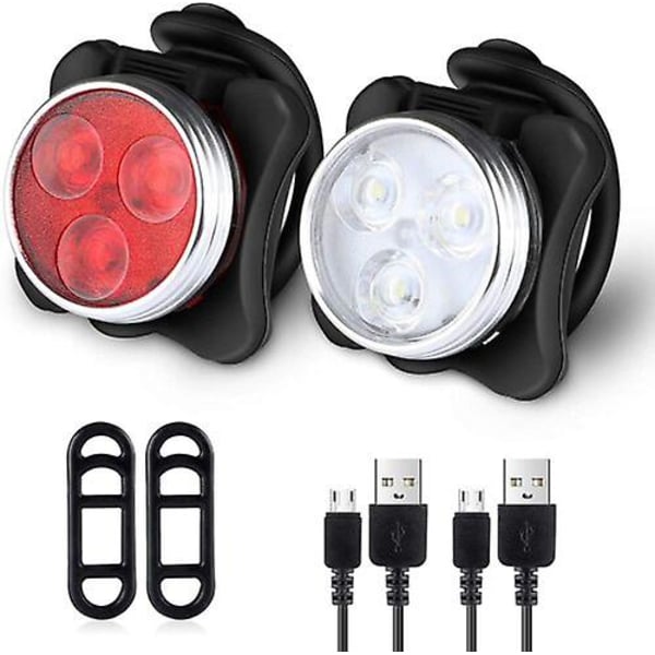 2 stk sykkellyssett, supersterke USB-oppladbare sykkellys