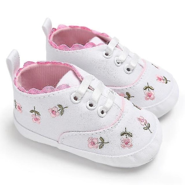 Baby Girl Shoes Flower Lace Cotton Bottom white 13-18 months