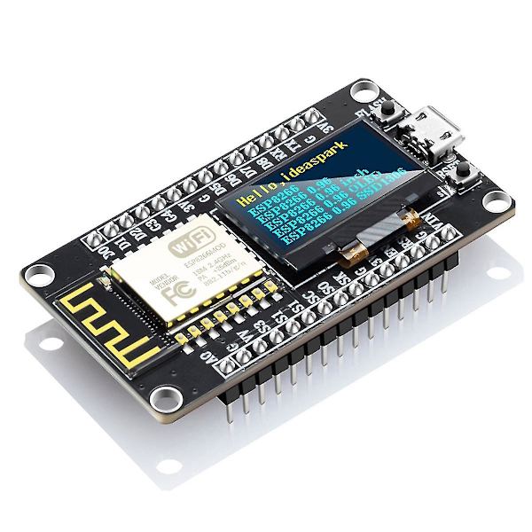 Nodemcu Esp8266 Utvecklingskort Med 0.96 Tums Oled-display Ch340 Esp-12e Wifi-modul -usb För Mic