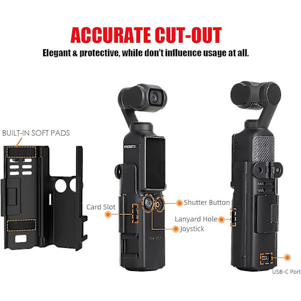 Dji Osmo Pocket 3 -kameran laajennussovitin, kahvakehys Osmo Pocket 3 -lisävarusteiden laajennuskiinnitys Dji Osmo Pocket 3 -suojakehykseen