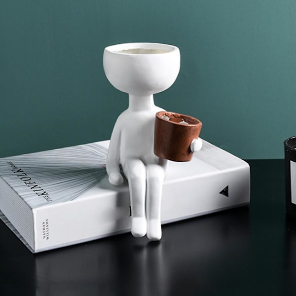 Menneskeformet harpiks blomsterpot moderne nordisk hvid vase skulptur statue kødfulde mini planter sukkulenter beholder
