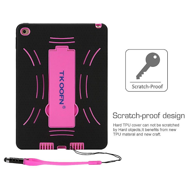För Apple iPad Mini 1/2/3 Rosa Typ A Stöttålig Barnfodral med Stativ
