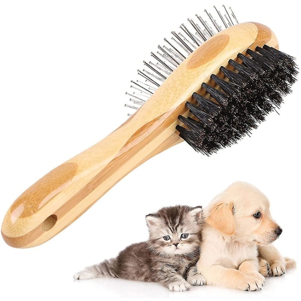 Dog Cat Brush Dog Brush Grooming Massage Natural Boar Hair Comb Cat Brush Double Sided