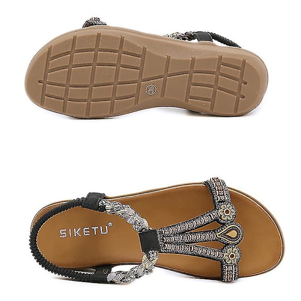 Flade Sandaler til Kvinder Dressy, Sommer Komfortable Ankelrem Kvinders Sandal beige 39