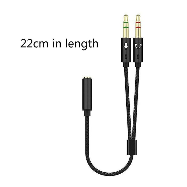 3,5 mm Y-kabel Mikrofon Headset Audio Splitter Kabel Hunn Til 2 Hann Adapter