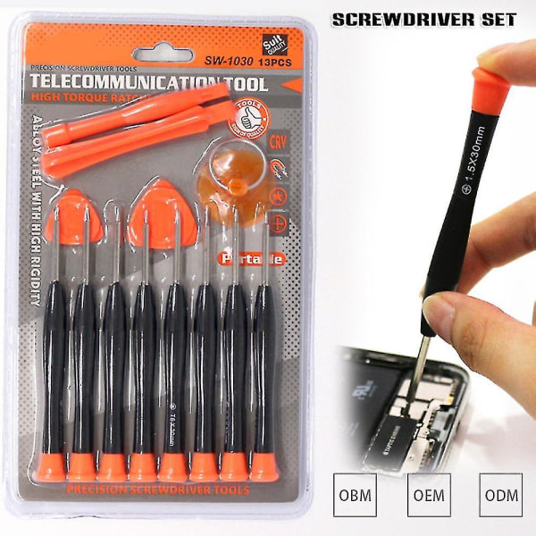 13-i-1 Mobiltelefon Skruvmejsel Verktygssats Mini Multi Head Cross Bit För Klocka