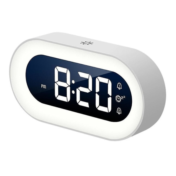 Liten färgglad LED digital väckarklocka med snooze, enkel att använda, fullområdesljusdimmer, justerbar larmvolym, uttagsdriven Compact C
