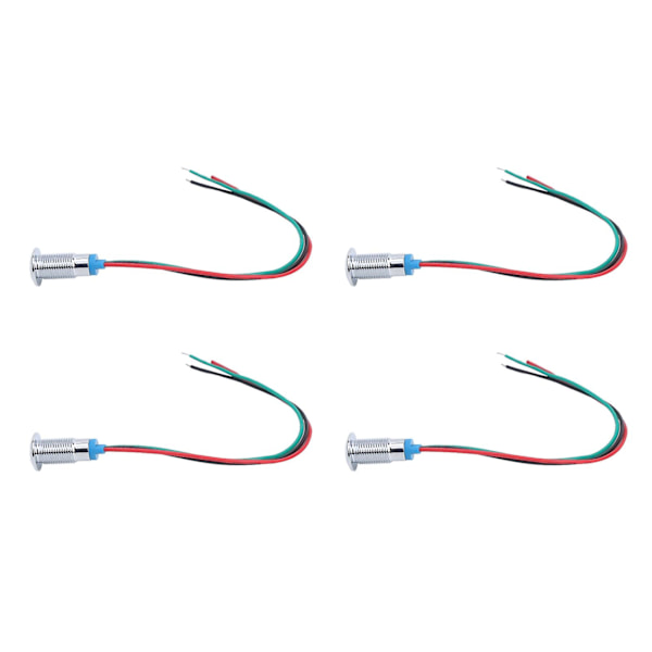 Sæt med 4 industrielle kontrolkomponenter - 8mm fælles katode LED-indikatorlys, rød og grøn, 110V/220V