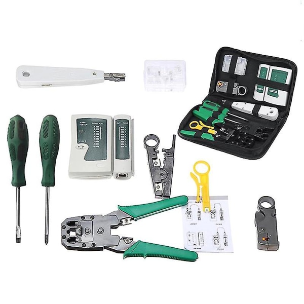 9 i 1 LAN-nettverksfikseringskabeltester Crimper-tang Håndverktøysett Cat5 Rj45 Rj11 Rj12 Stripping Lag Ethernet-kontakt Test