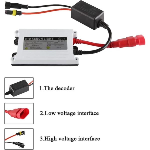 2 st H7 55w Xenon HID-konverteringssats 6000k strålkastarlampor + två smala HID-ballaster 12v