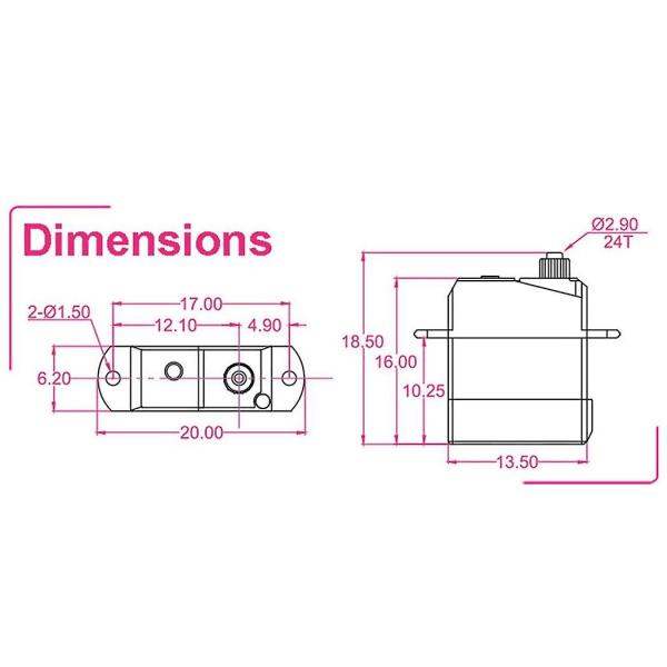 2x D1302 Mini 1.7g Stor dreiemoment Mini Digital Jst1.0-kontakt for Rc Model Drone Fly Helikopter